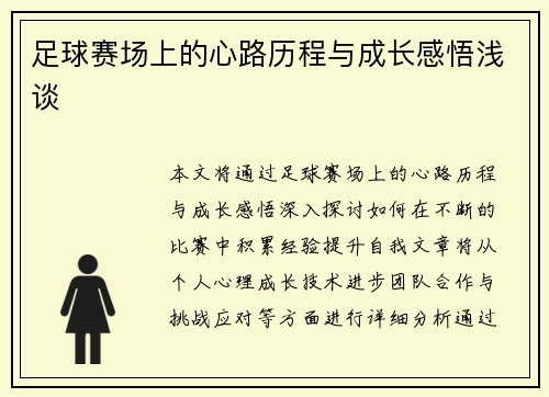 足球赛场上的心路历程与成长感悟浅谈